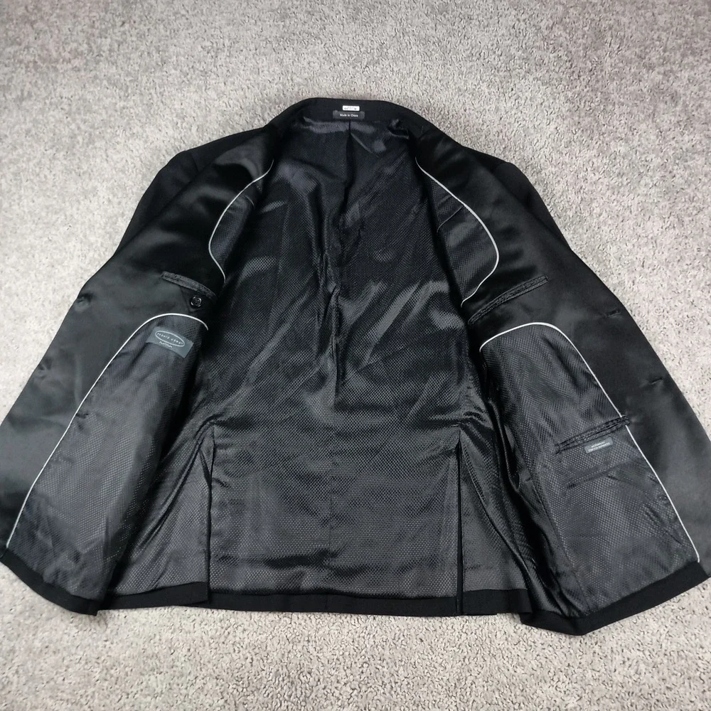 Pronto Uomo Platinum Blazer 44 Short Mens Black Wool Blend Modern Fit Stretch